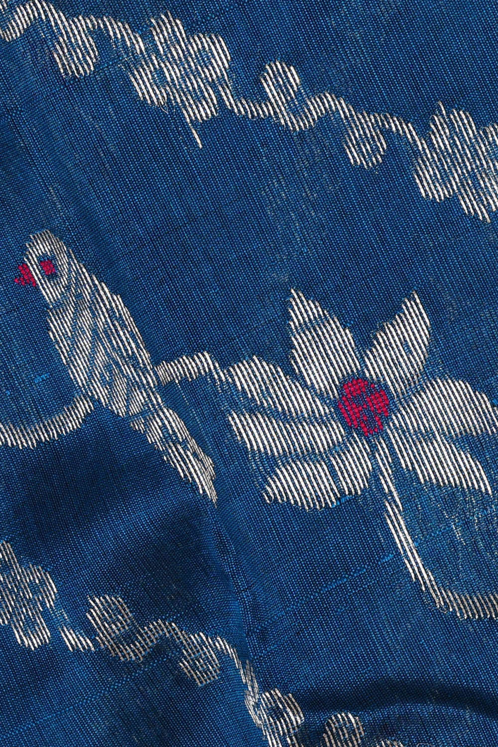 Image of Chanderi Silk Peacock Blue Saree